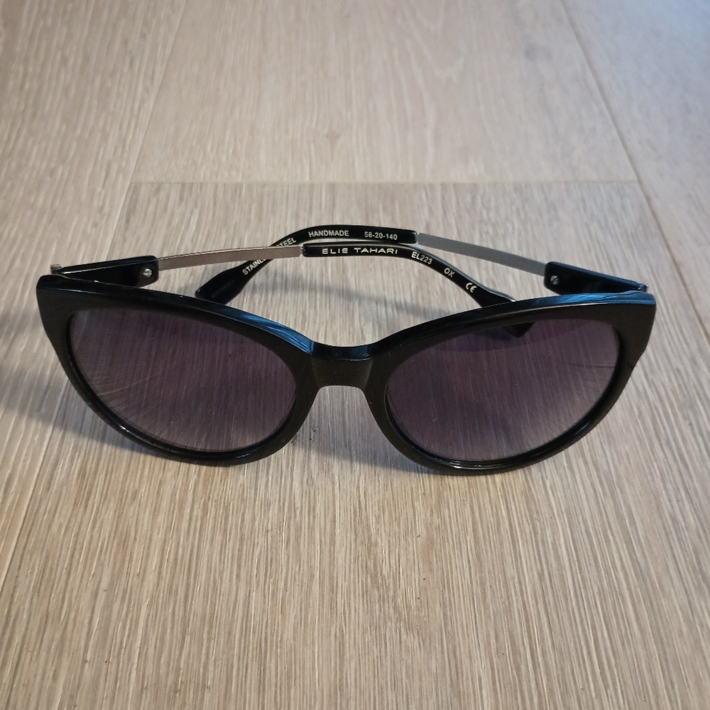 ELIE TAHARI EL223 OX Round Sunglasses, Black, 58 mm
